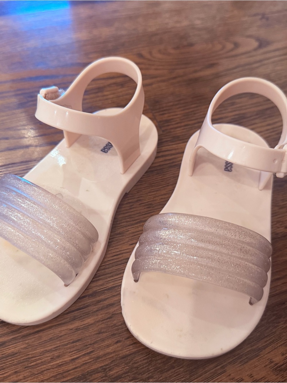 Mini Melissa Kids Cream Glitter Jelly Sandals